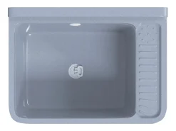 Lavabo de pared, gris, 50x35x24 cm, resina