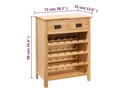 Lawrence John Mueble botellero de madera maciza de roble 72x32x90 cm