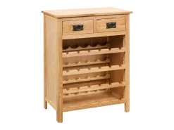 Lawrence John Mueble botellero de madera maciza de roble 72x32x90 cm