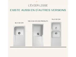 Lisse fregadero reversible 1 cubeta grande 1 escurridor en resina blanca Essebagno