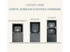 Lisse fregadero reversible 1 cubeta 1 escurridor en resina negra Essebagno
