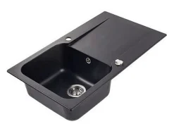 Lisse fregadero reversible 1 cubeta 1 escurridor en resina negra Essebagno