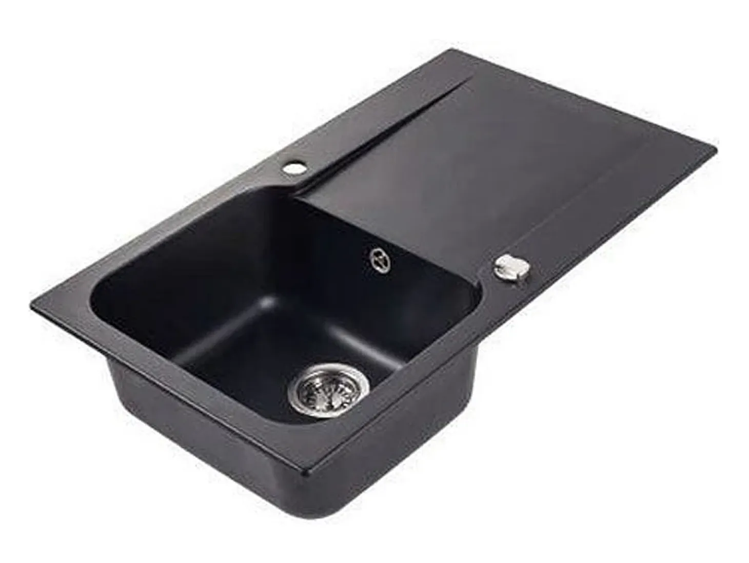 Lisse fregadero reversible 1 cubeta 1 escurridor en resina negra Essebagno