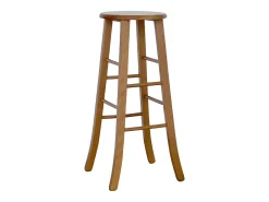Lot de 2 tabourets de bar ronds h 80 cm pieds sabre noyer clair
