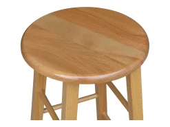 Lot de 2 tabourets de bar ronds h 80 cm pieds sabre noyer clair
