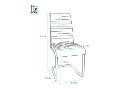 Lote 2 sillas de comedor diseño símil cuero patas metálicas OPUS (Negro-i)