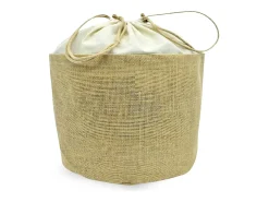 Lote de 10 bolsas redondas de yute con cierre de cordón h 26 cm x 25 cm resistentes
