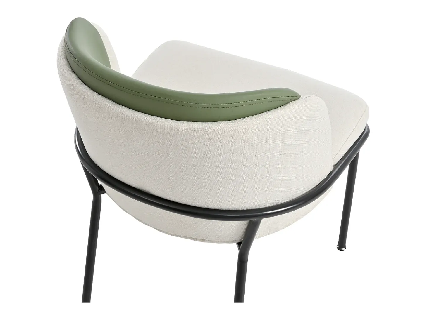 Lote de 2 Sillas - Lino y simil cuero - patas de metal - estilo contemporáneo - Verde + Beige