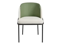 Lote de 2 Sillas - Lino y simil cuero - patas de metal - estilo contemporáneo - Verde + Beige