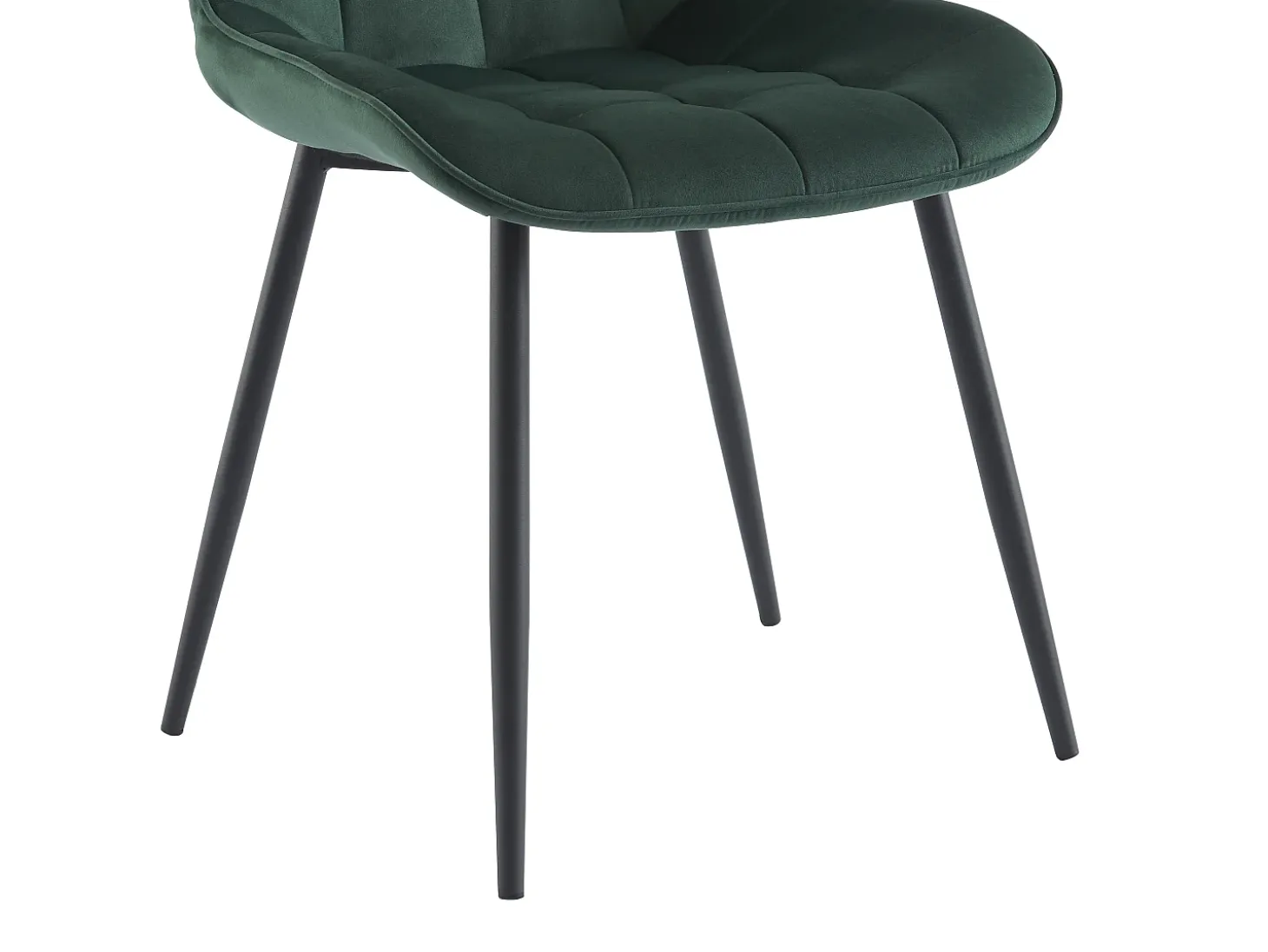 Lote de 6 sillas acolchadas - Terciopelo y metal negro - Verde - OLLUA