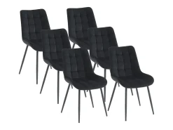 Lote de 6 sillas acolchadas - Terciopelo y metal negro - Negro - OLLUA