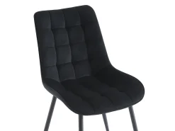 Lote de 6 sillas acolchadas - Terciopelo y metal negro - Negro - OLLUA