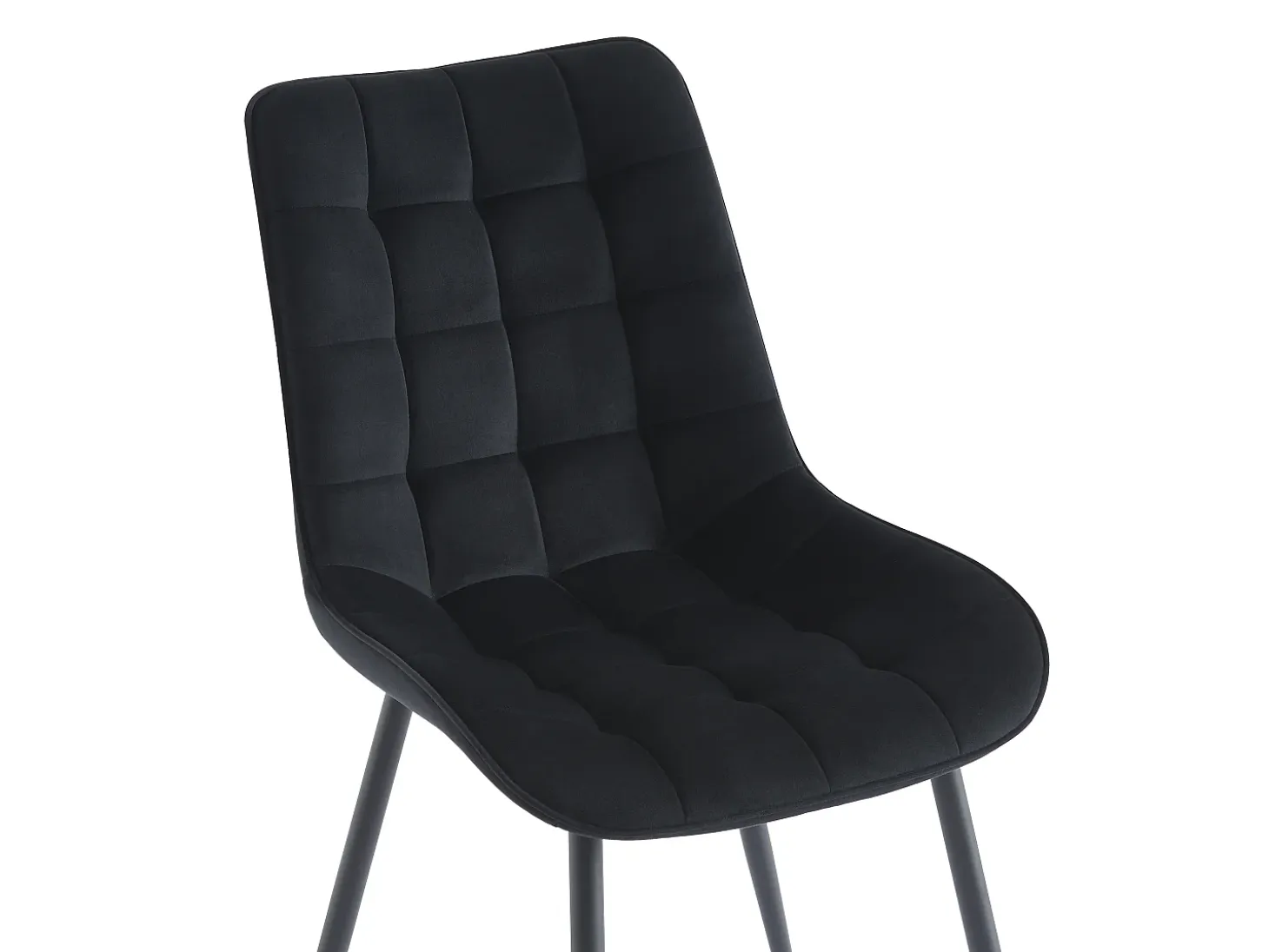 Lote de 6 sillas acolchadas - Terciopelo y metal negro - Negro - OLLUA