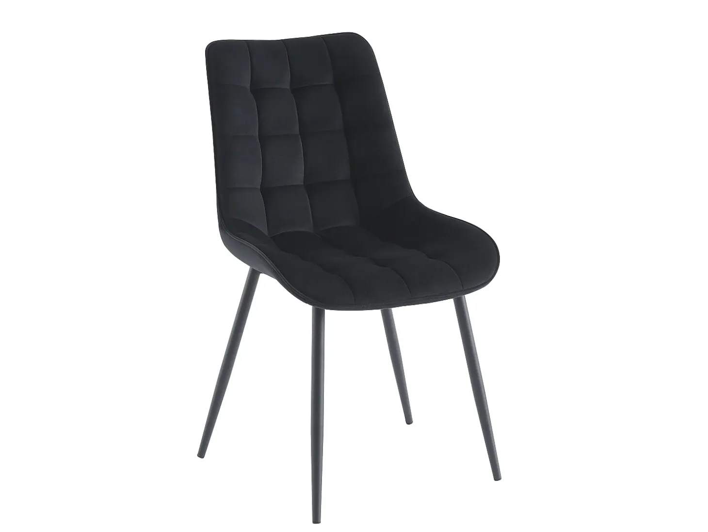 Lote de 6 sillas acolchadas - Terciopelo y metal negro - Negro - OLLUA
