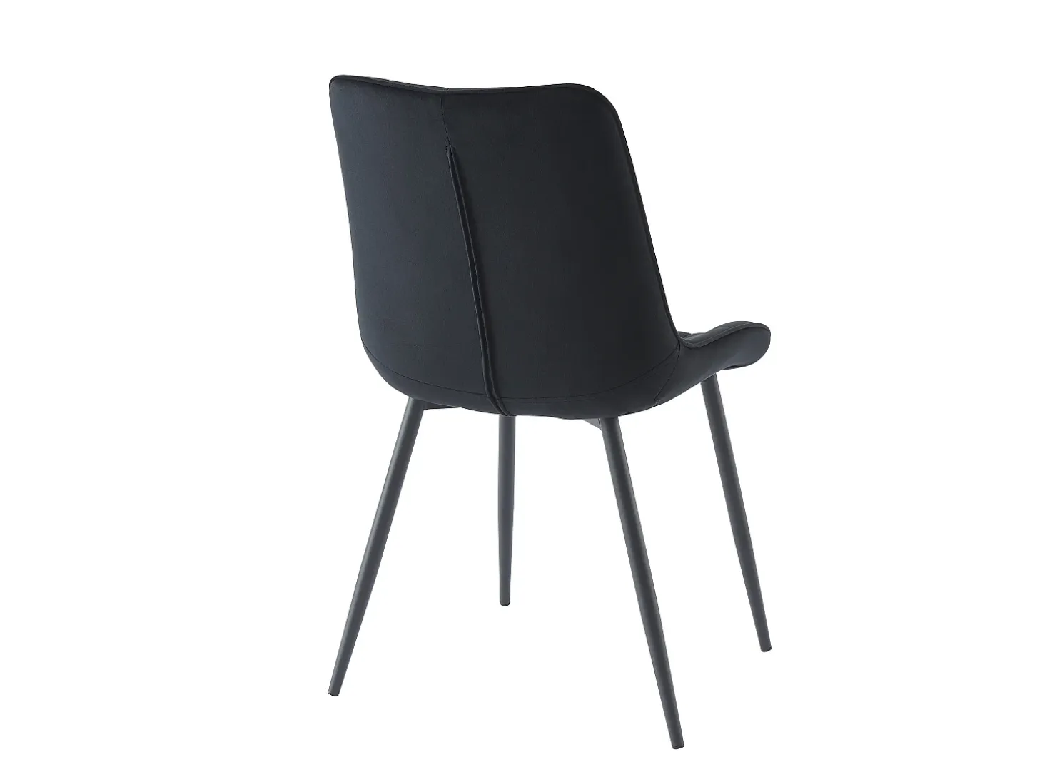 Lote de 6 sillas acolchadas - Terciopelo y metal negro - Negro - OLLUA