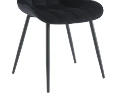 Lote de 6 sillas acolchadas - Terciopelo y metal negro - Negro - OLLUA