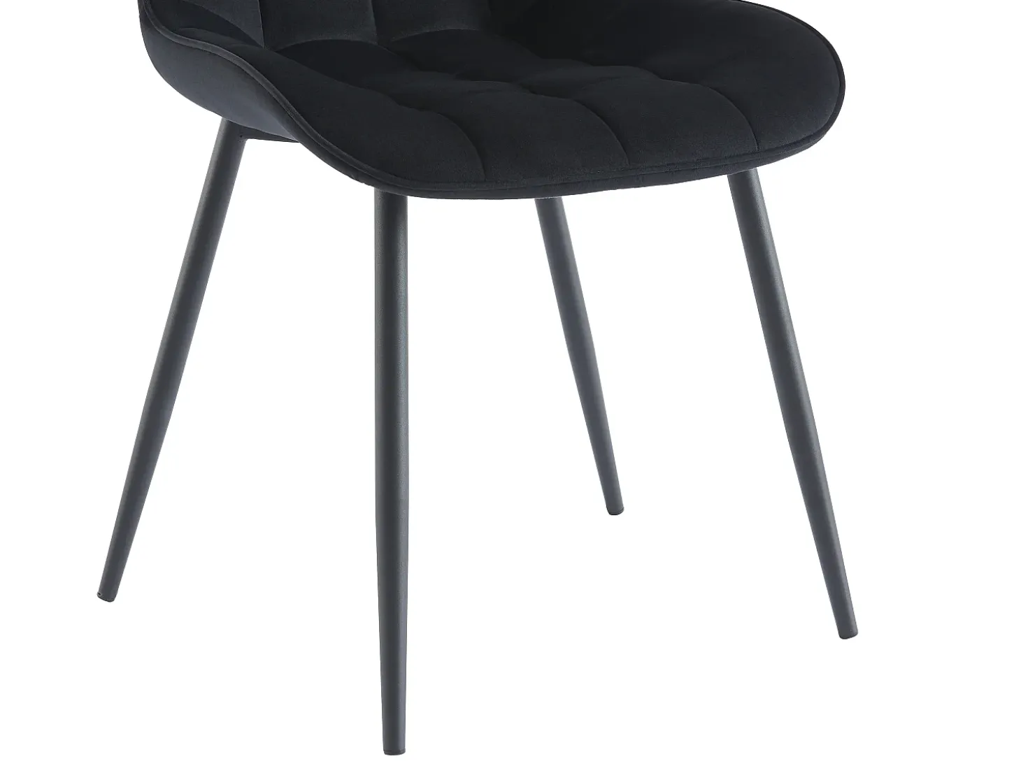 Lote de 6 sillas acolchadas - Terciopelo y metal negro - Negro - OLLUA