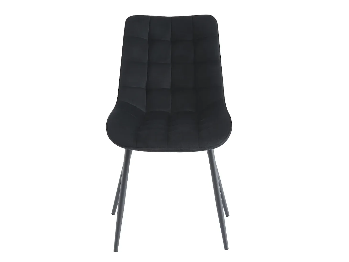 Lote de 6 sillas acolchadas - Terciopelo y metal negro - Negro - OLLUA