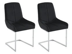 Lote de 2 sillas cantilever de terciopelo y metal cromado - Negro - BERLONA