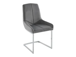 Lote de 2 sillas cantilever de terciopelo y metal cromado - Gris - BERLONA