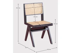 Lote de 2 sillas clásicas en madera y ratán natural - Compass - Negro