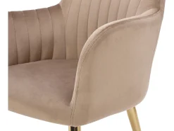 Lote de 6 sillas con brazos de terciopelo y metal dorado - Beige - ELEANA