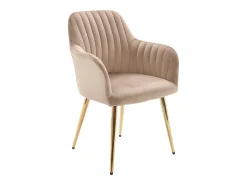 Lote de 2 sillas con brazos de terciopelo y metal dorado - Beige - ELEANA