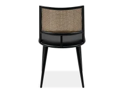Lote de 4 sillas con mimbre natural y estructura de metal negro L47 cm - SCHILLER