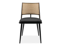 Lote de 4 sillas con mimbre natural y estructura de metal negro L47 cm - SCHILLER