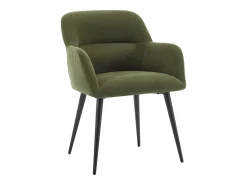 Lote de 6 sillas con reposabrazos de tela y metal negro - Verde - HEKA