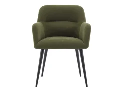 Lote de 6 sillas con reposabrazos de tela y metal negro - Verde - HEKA