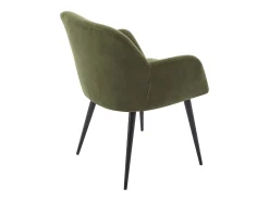 Lote de 6 sillas con reposabrazos de tela y metal negro - Verde - HEKA