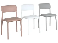 Lote de 2 sillas contemporáneas para cocina, dormitorio, comedor con cojín de cuero sintético acolchado RIM (Rosa)