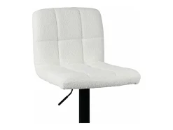 Lote de 2 sillas de bar, asiento de tela bouclé, respaldo alto acolchado, altura ajustable, giratorio, patas de metal negro SIVAN (blanco negro)