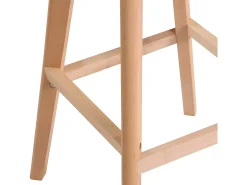 Lote de 2 sillas de bar escandinavas de 70 cm, asiento amplio con respaldo alto, cojín de cuero sintético, patas de madera TIKA (negro)