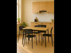 Lote de 4 sillas de cocina apilables Aza – Negro