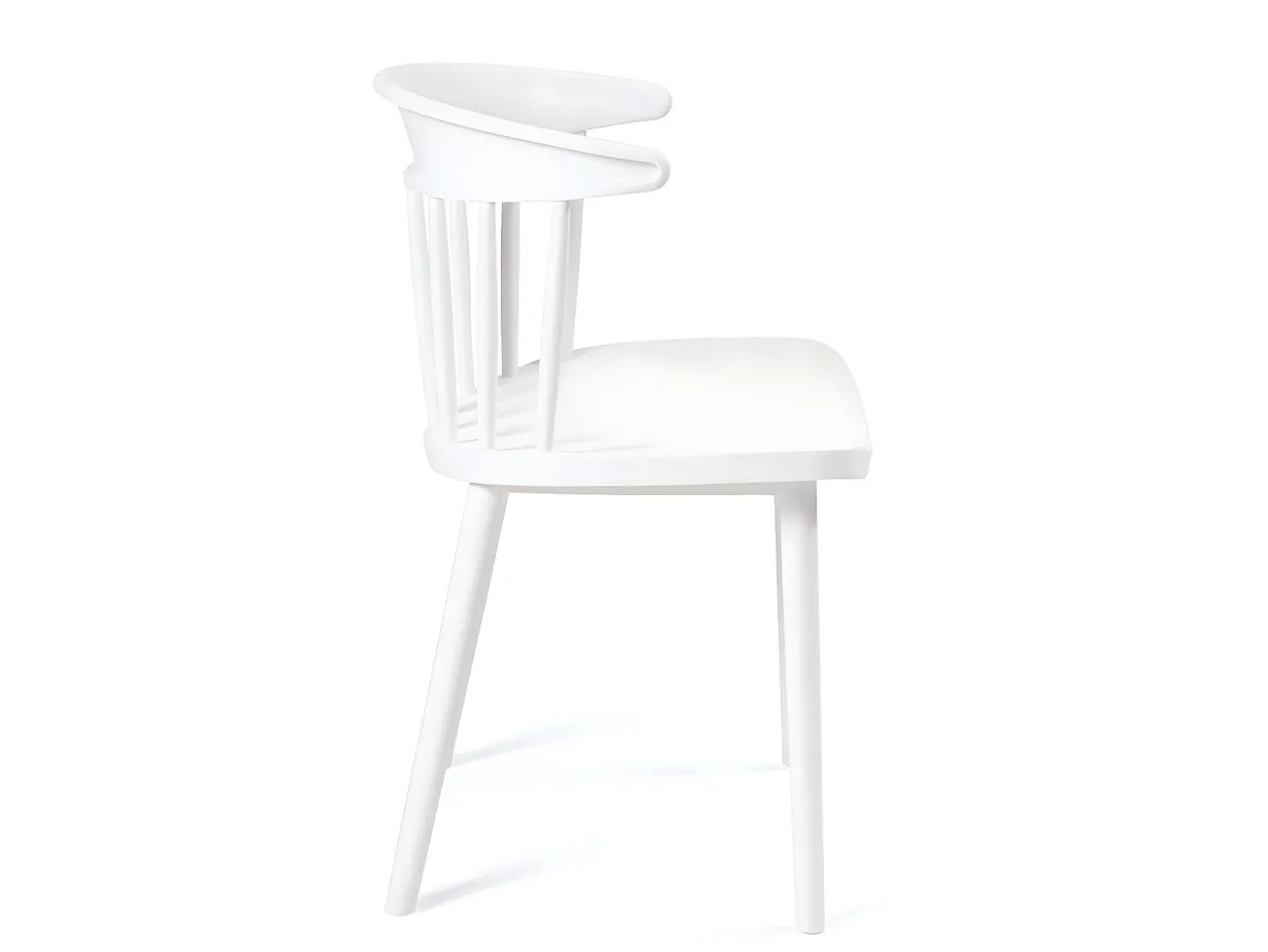 Lote de 2 sillas de cocina blancas con respaldo de estilo Windsor occidental, asiento de plástico flexible con respaldo envolvente DIA (Blanco)