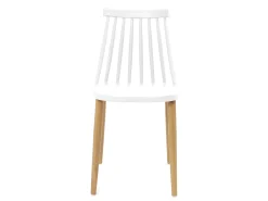 Lote de 2 sillas de cocina bistró café asiento de plástico con barrotes, patas de metal color madera BAO (blanco)