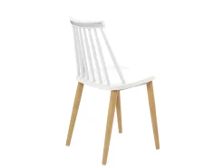 Lote de 2 sillas de cocina bistró café asiento de plástico con barrotes, patas de metal color madera BAO (blanco)