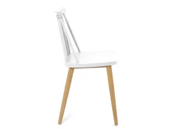 Lote de 2 sillas de cocina bistró café asiento de plástico con barrotes, patas de metal color madera BAO (blanco)