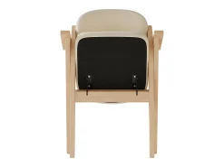 Lote de 2 sillas de comedor - Plegable - sillas de lino - Estructura de madera maciza - Beige