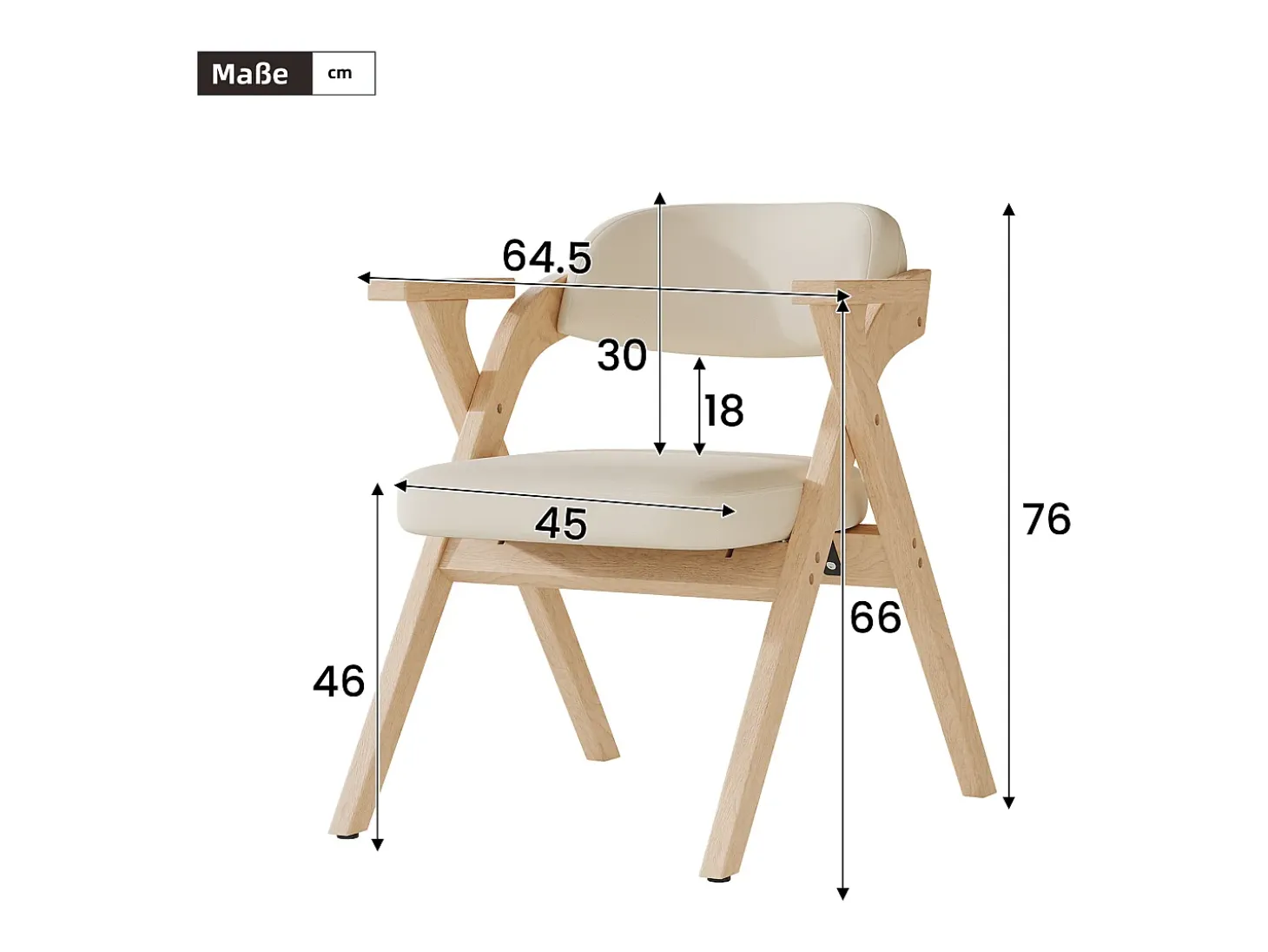 Lote de 2 sillas de comedor - Plegable - sillas de lino - Estructura de madera maciza - Beige