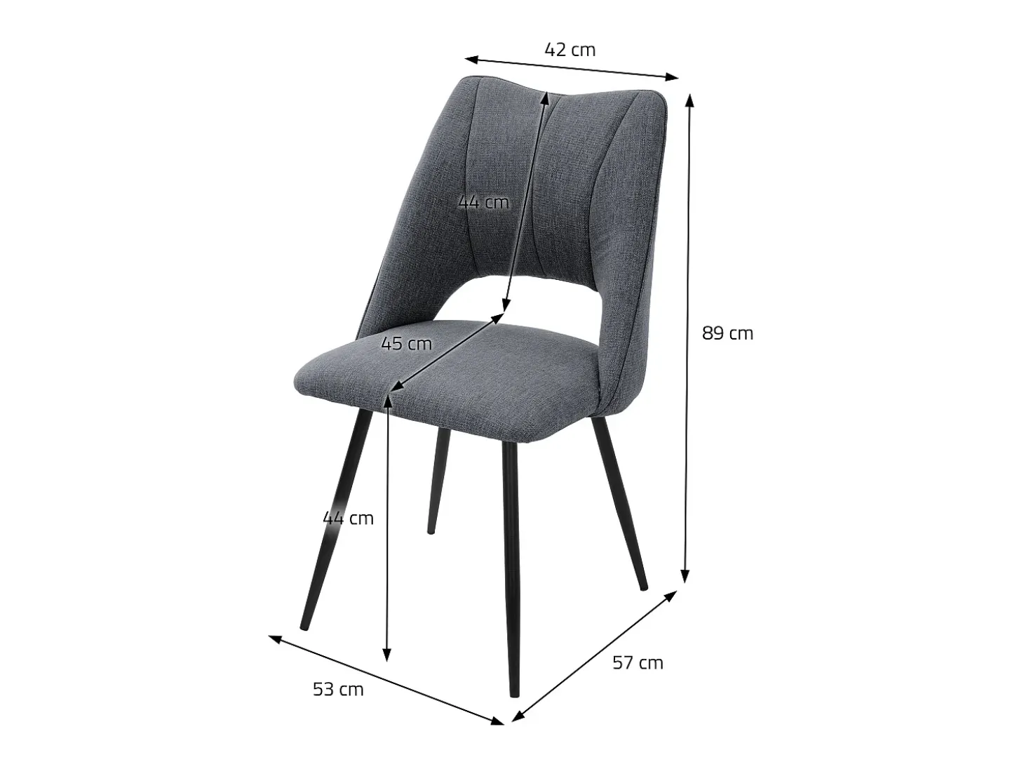 Lote de 2 sillas de comedor silla de cocina silla de salón respaldo tapizado gris