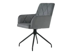 Lote de 2 sillas de comedor giratorias 360° con motivo de rombos, sillón acolchado, butaca moderna, terciopelo, gris antracita