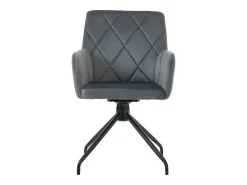Lote de 4 sillas de comedor giratorias 360° con motivo de rombos, sillones tapizados, sillón moderno, terciopelo, gris antracita