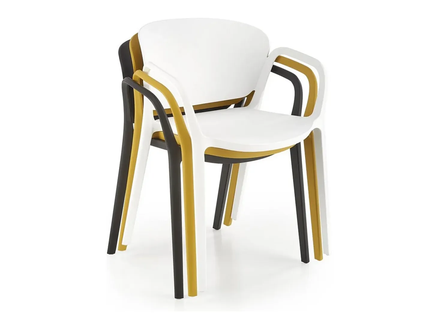 Lote de 4 sillas de diseño Romer de polipropileno amarillo mostaza