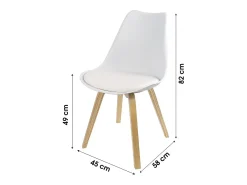 Lote de 4 sillas de diseño blancas con cojín colección MIA