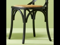 Lote de 6 sillas de madera maciza y rejilla L61 cm - BISTROT