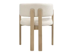 Lote de 4 sillas de madera maciza con reposabrazos - Estructura de madera maciza - Tejido bouclé - Natural