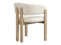 Lote de 4 sillas de madera maciza con reposabrazos - Estructura de madera maciza - Tejido bouclé - Natural